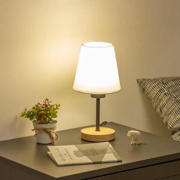 Brilagi - Stolná lampa NUBILA WOOD 1xE27/25W/230V dub/biela