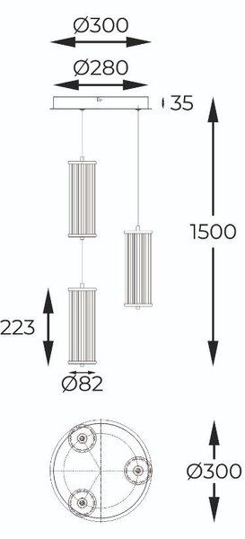 Zuma Line MD3147-3A-3GT LED závesné stropné svietidlo CALLY | 24W integrovaný LED zdroj | 2700-6000K