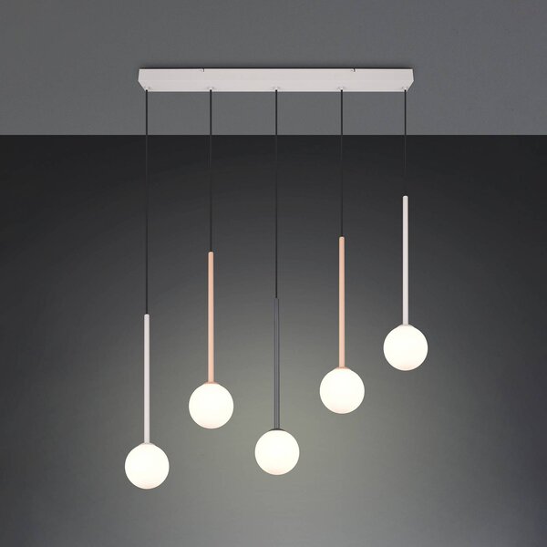 Trio Lighting Závesné svietidlo Firano, farebné, dĺžka 107 cm, kovová, 5-pl., Viacfarebné, Obývacia izba / jedáleň, kov, Moderný, Závesné svietidlo
