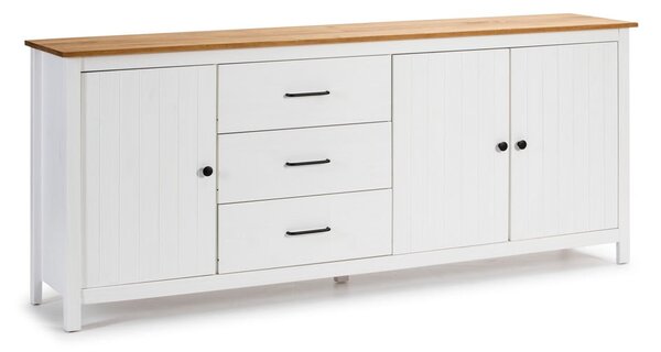 Biela nízka komoda z borovicového dreva 190x80 cm Miranda – Marckeric