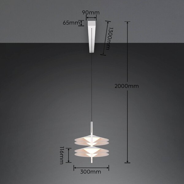 Trio Lighting LED závesné svietidlo Amalo, matná biela, dĺžka 146 cm, 4-pl., Biela / opálová, Obývacia izba / jedáleň, kov, Moderný, Závesné svietidlo