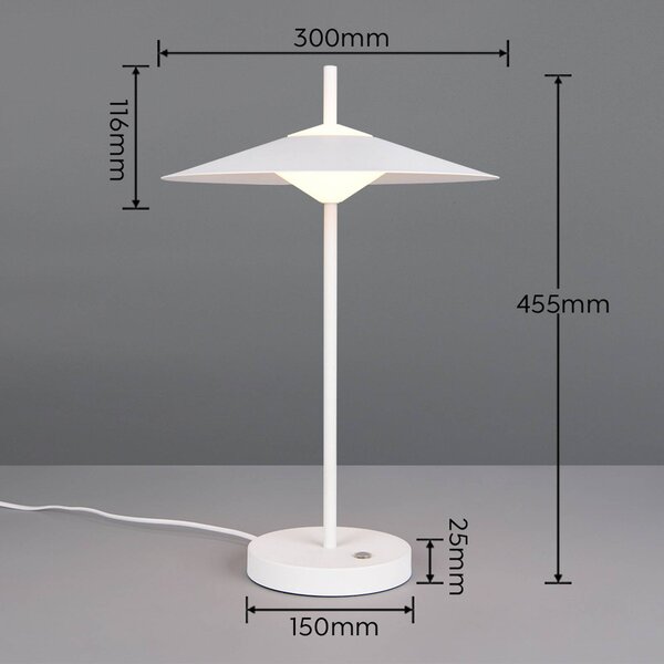 Trio Lighting Stolová LED lampa Amalo, matná biela, výška 46 cm, kov,, Biela / opálová, Obývacia izba / jedáleň, kov, Moderný, Stojacie svietidlo
