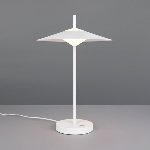 Trio Lighting Stolová LED lampa Amalo, matná biela, výška 46 cm, kov,, Biela / opálová, Obývacia izba / jedáleň, kov, Moderný, Stojacie svietidlo