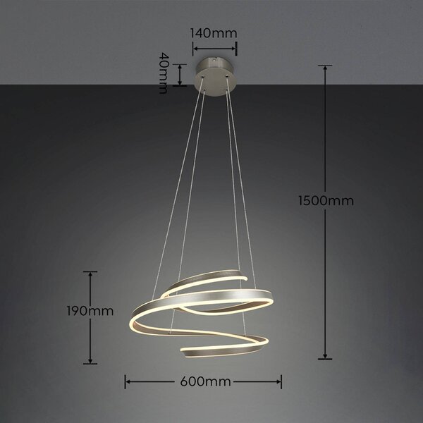 Trio Lighting LED závesné svietidlo Arlington, matný nikl, dĺžka 80 cm, kov,, Hliník / sivá / zinok, Obývacia izba / jedáleň, kov, Moderný, Závesné svietidlo