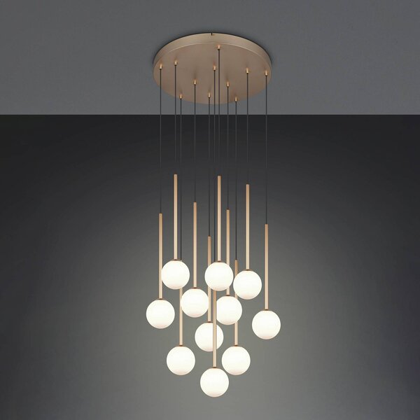 Trio Lighting Závesné svietidlo Firano, zlatá, Ø 66 cm, kov, 11-pl., Mosadz / zlato, Obývacia izba / jedáleň, kov, Moderný, Závesné svietidlo