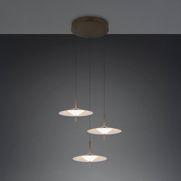 Trio Lighting LED závesné svietidlo Amalo, platinová farba, Ø 67 cm, kov, 3-pl., Hliník / sivá / zinok, Obývacia izba / jedáleň, kov, Moderný, Závesné svietidlo