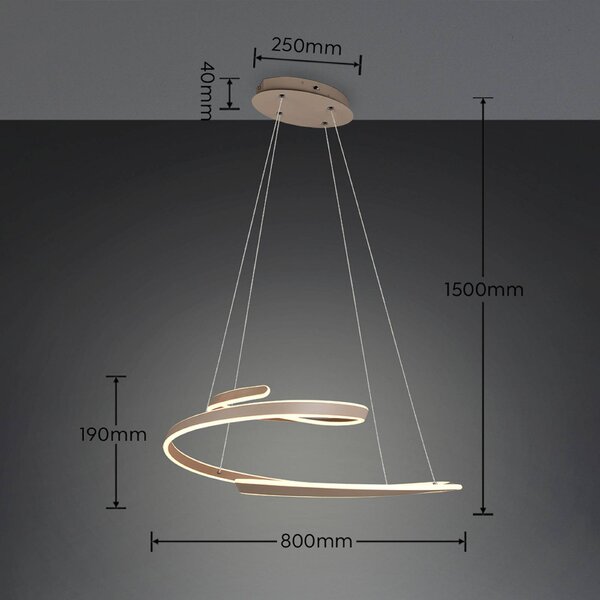 Trio Lighting LED závesné svietidlo Arlington, béžová, dĺžka 80 cm, kov,, Krémová / jantárovo žltá, Obývacia izba / jedáleň, kov, Moderný, Závesné svietidlo