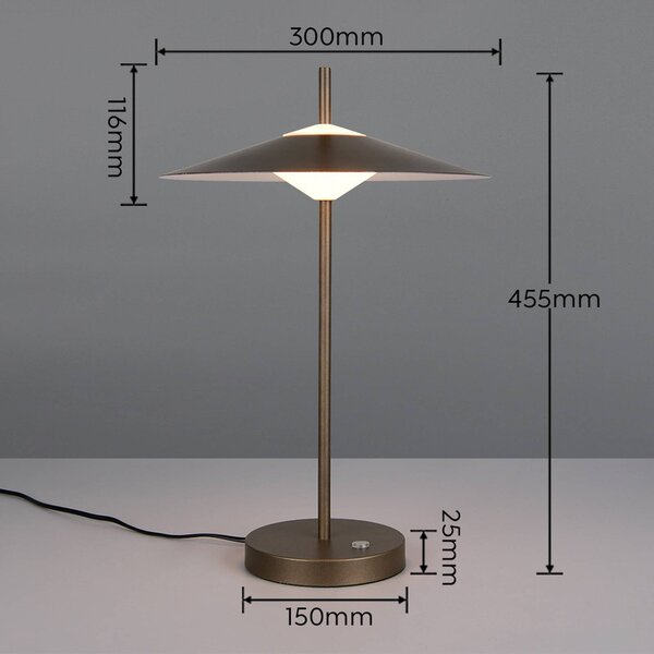 Trio Lighting Stolová LED lampa Amalo v platinovej farbe, výška 46 cm, kov,, Hliník / sivá / zinok, Obývacia izba / jedáleň, kov, Moderný, Stojacie svietidlo