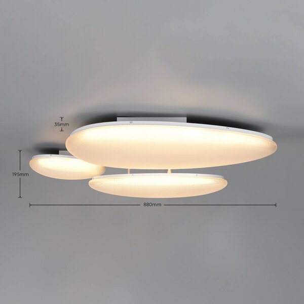 Trio Lighting Stropné LED svetlo Ozera, dĺžka 95 cm, biele, plastové, 3-pl., Biela / opálová, Obývacia izba / jedáleň, Plast, Moderný, Stropné svetlo