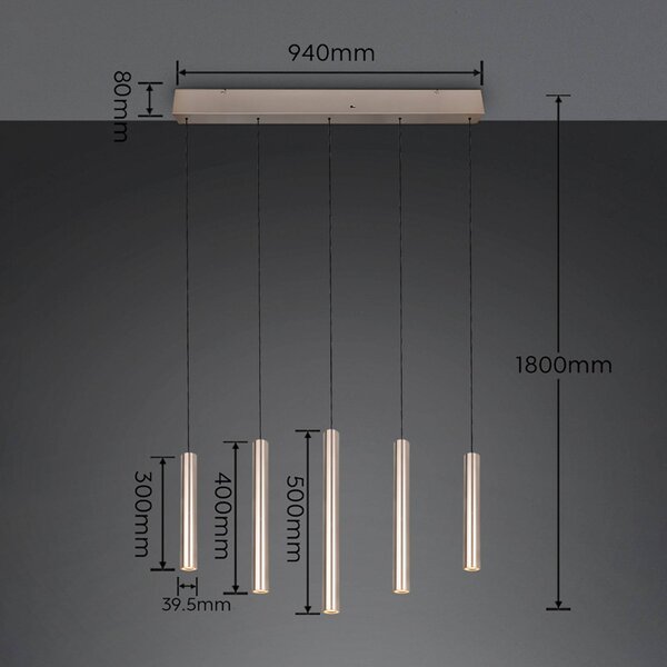 Trio Lighting LED závesné svietidlo Arimato, dĺžka 94 cm, krémovo sfarbený kov,, Krémová / jantárovo žltá, Obývacia izba / jedáleň, kov, Moderný, Závesné svietidlo