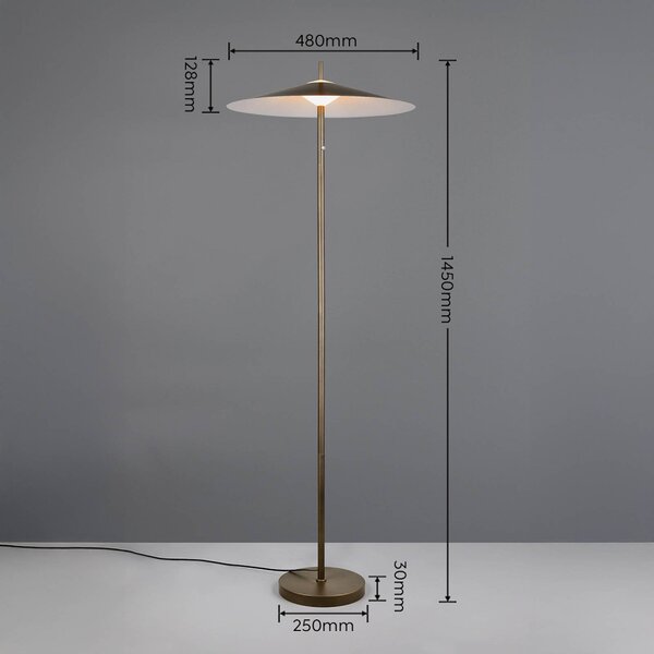 Trio Lighting LED stojacia lampa Amalo v platinovej farbe, výška 145 cm, kov,, Hliník / sivá / zinok, Obývacia izba / jedáleň, kov, Moderný, Stojaca lampa