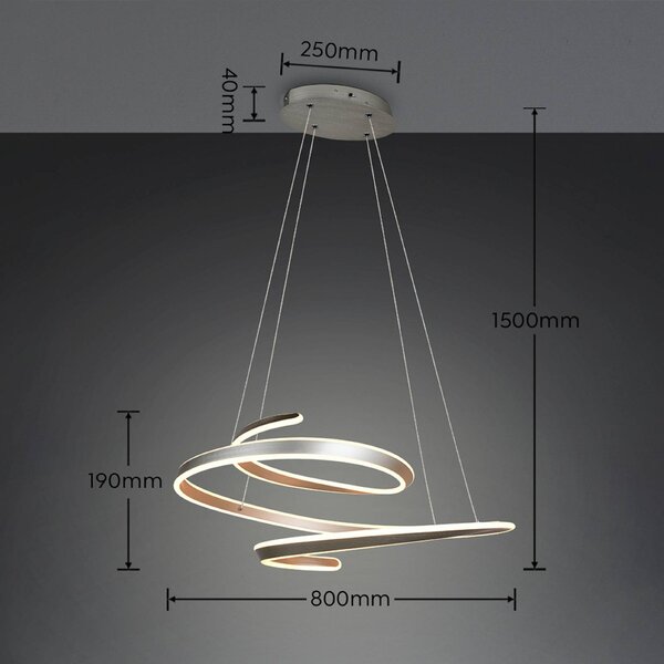 Trio Lighting LED závesné svietidlo Arlington, matný nikl, dĺžka 80 cm, kov,, Hliník / sivá / zinok, Obývacia izba / jedáleň, kov, Moderný, Závesné svietidlo