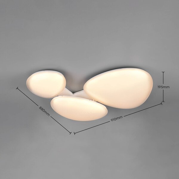 Trio Lighting Stropné LED svetlo Ozera, dĺžka 95 cm, biele, plastové, 3-pl., Biela / opálová, Obývacia izba / jedáleň, Plast, Moderný, Stropné svetlo