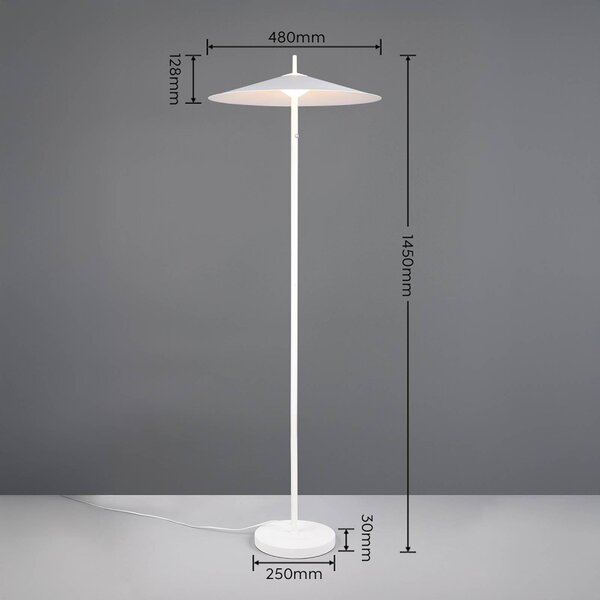 Trio Lighting LED stojacia lampa Amalo, matná biela, výška 145 cm, kov,, Biela / opálová, Obývacia izba / jedáleň, kov, Moderný, Stojaca lampa