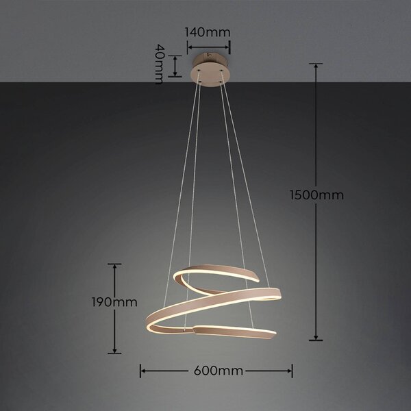 Trio Lighting LED závesné svietidlo Arlington, béžová, dĺžka 80 cm, kov,, Krémová / jantárovo žltá, Obývacia izba / jedáleň, kov, Moderný, Závesné svietidlo