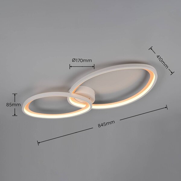 Trio Lighting Stropné LED svetlo Sivo, dĺžka 84 cm, matná biela, kov,, Biela / opálová, Obývacia izba / jedáleň, kov, Stropné svetlo