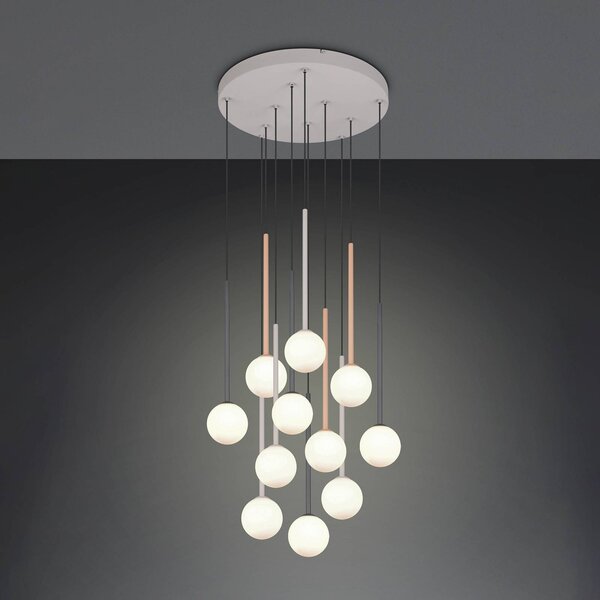 Trio Lighting Závesné svietidlo Firano, farebné, Ø 66 cm, kovové, 11-pl., Viacfarebné, Obývacia izba / jedáleň, kov, Moderný, Závesné svietidlo