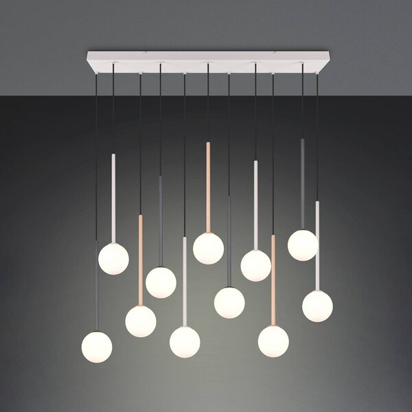 Trio Lighting Závesné svietidlo Firano, farebné, dĺžka 129 cm, kovová, 11-pl., Viacfarebné, Obývacia izba / jedáleň, kov, Moderný, Závesné svietidlo