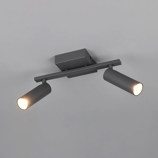 Trio Lighting Stropné bodové svetlo Dara, dĺžka 28 cm, antracitová farba, kov, 2-pl., Čierna, Obývacia izba / jedáleň, kov, Moderný, Stropné svetlo