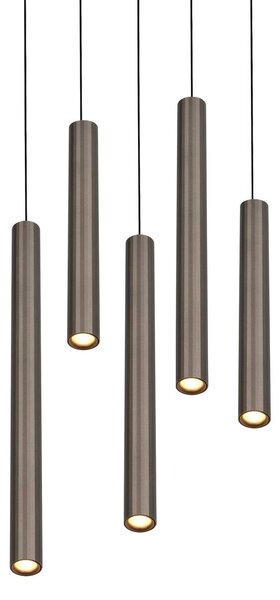 Trio Lighting LED závesné svietidlo Arimato, Ø 35 cm, platinová farba, kov,, Hliník / sivá / zinok, Obývacia izba / jedáleň, kov, Moderný, Závesné svietidlo