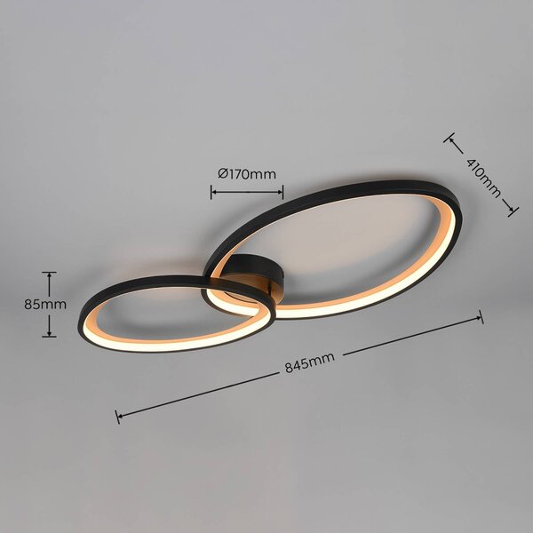 Trio Lighting Stropné LED svetlo Sivo, dĺžka 84 cm, matná čierna, kov,, Čierna, Obývacia izba / jedáleň, kov, Moderný, Stropné svetlo