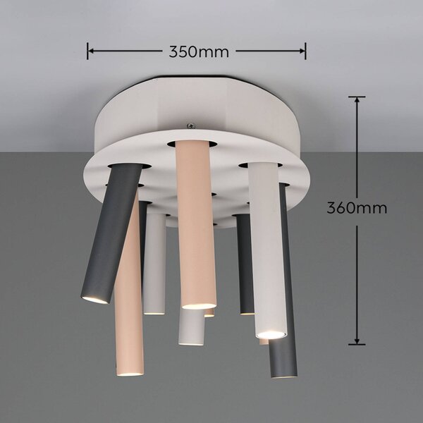 Trio Lighting Stropné svietidlo Terloa, farebné, dĺžka 110 cm, kovové, 11-pl., Viacfarebné, Obývacia izba / jedáleň, kov, Moderný, Stropné svetlo