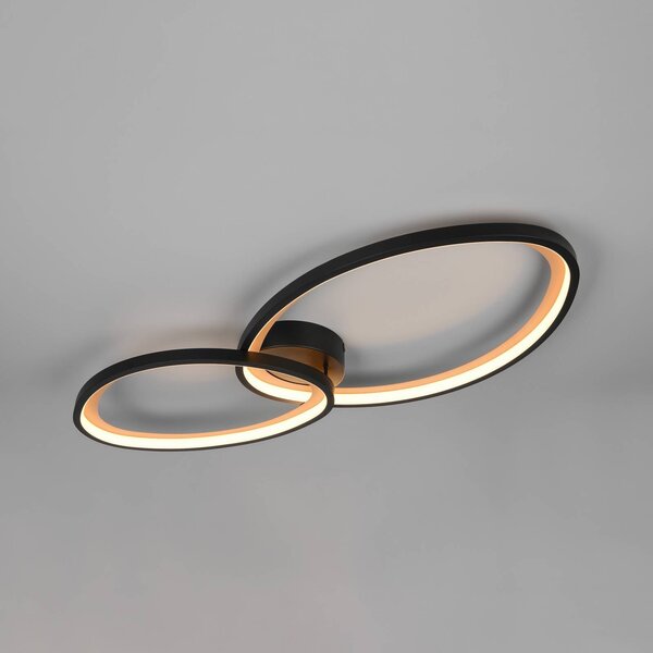 Trio Lighting Stropné LED svetlo Sivo, dĺžka 84 cm, matná čierna, kov,, Čierna, Obývacia izba / jedáleň, kov, Moderný, Stropné svetlo