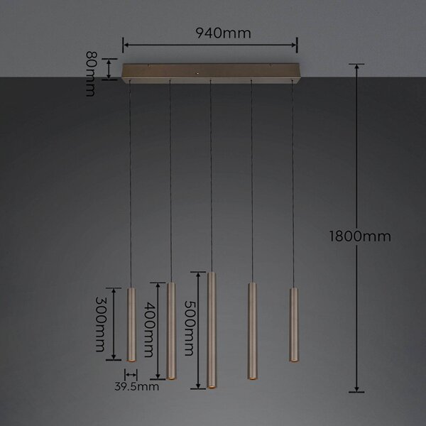 Trio Lighting LED závesné svietidlo Arimato, dĺžka 94 cm, platinovo sfarbený kov,, Hliník / sivá / zinok, Obývacia izba / jedáleň, kov, Moderný, Závesné svietidlo