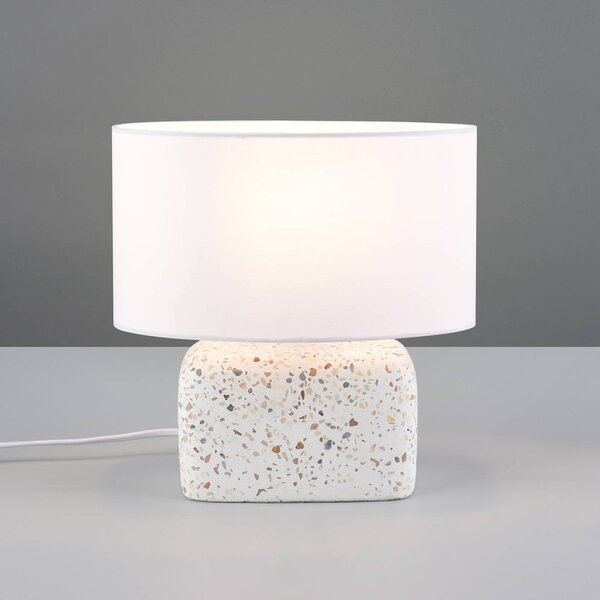 Trio Lighting Stolová lampa Livare, výška 24 cm, biela/farebná, betón/látka, Viacfarebné, Obývacia izba / jedáleň, Betón, Stojacie svietidlo