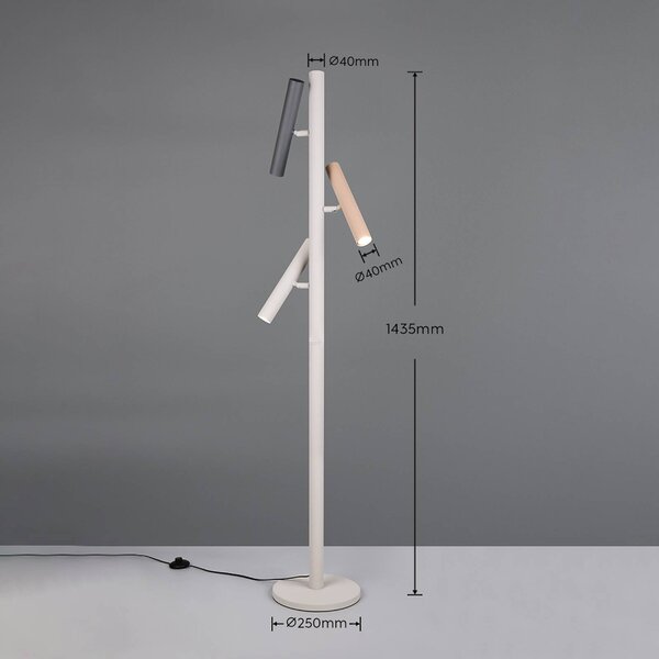 Trio Lighting Stojacia lampa Terloa, farebná, výška 143 cm, kovová, 3-pl., Viacfarebné, Obývacia izba / jedáleň, kov, Moderný