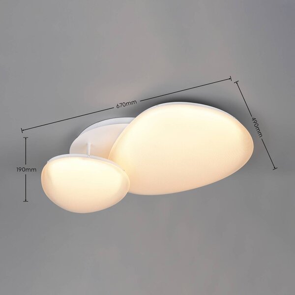 Trio Lighting Stropné LED svetlo Ozera, dĺžka 67 cm, biele, plastové, 2-pl., Biela / opálová, Obývacia izba / jedáleň, Plast, Moderný, Stropné svetlo