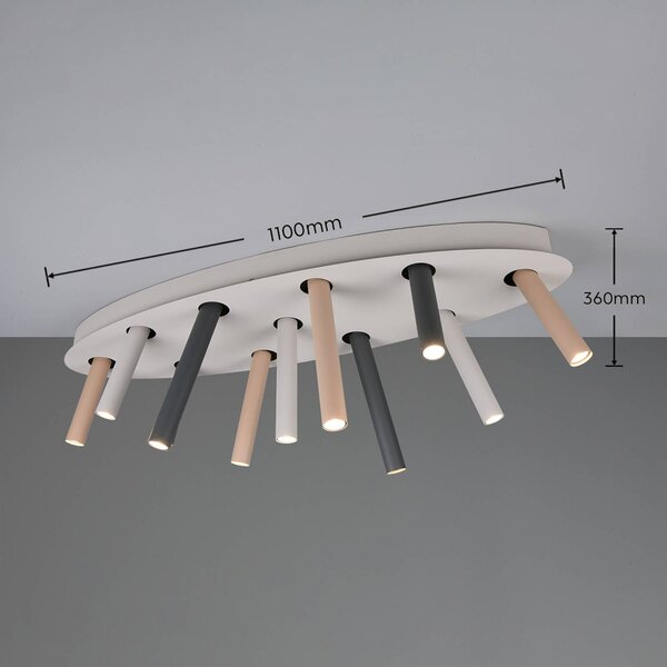 Trio Lighting Stropné svietidlo Terloa, farebné, dĺžka 110 cm, kovové, 11-pl., Viacfarebné, Obývacia izba / jedáleň, kov, Moderný, Stropné svetlo