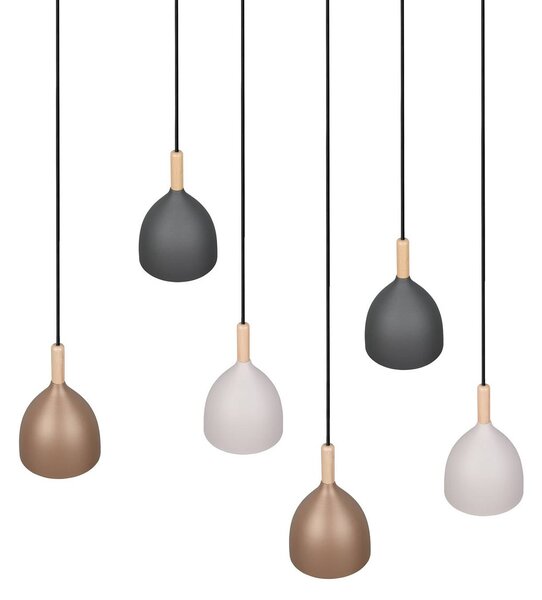 Trio Lighting Závesné svietidlo Jerano, dĺžka 104 cm, farebné, kovové, 6-pl., Viacfarebné, Obývacia izba / jedáleň, kov, Moderný, Závesné svietidlo