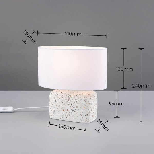 Trio Lighting Stolová lampa Livare, výška 24 cm, biela/farebná, betón/látka, Viacfarebné, Obývacia izba / jedáleň, Betón, Stojacie svietidlo