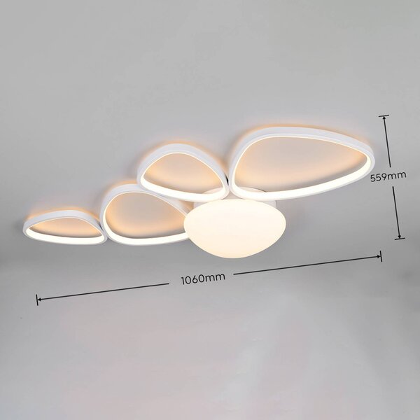 Trio Lighting Stropné LED svetlo Amelio, biele, 102 cm, diaľkové ovládanie, Biela / opálová, Obývacia izba / jedáleň, Plast, Moderný