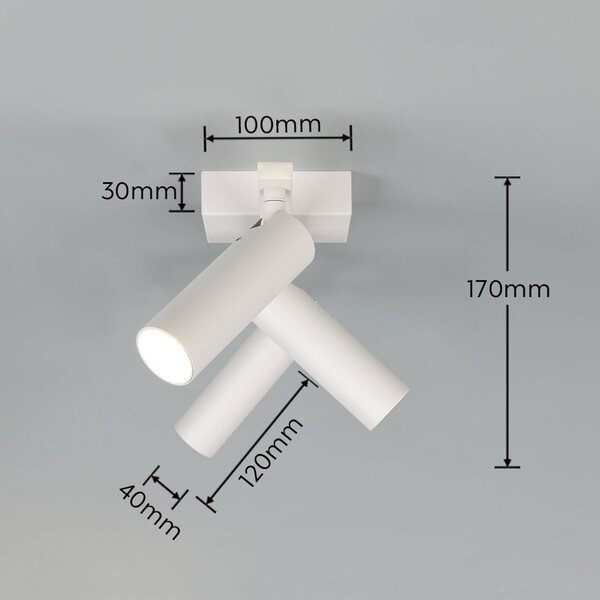 Trio Lighting Stropné bodové svetlo Dara, dĺžka 46 cm, sivý, kov, 3-pl., Hliník / sivá / zinok, Obývacia izba / jedáleň, kov, Moderný, Stropné svetlo