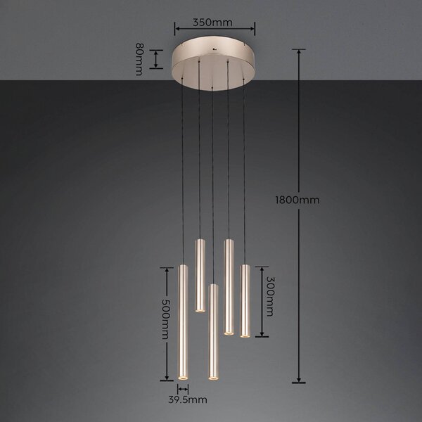 Trio Lighting LED závesné svietidlo Arimato, Ø 35 cm, krémová, kov,, Krémová / jantárovo žltá, Obývacia izba / jedáleň, kov, Moderný, Závesné svietidlo