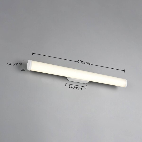 Trio Lighting LED nástenné svetlo Ernesto, matná biela, šírka 60 cm, 4 000 K, IP44, Biela / opálová, Kúpeľňa, kov, Moderný