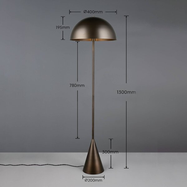 Trio Lighting Stojacia lampa Alfie, platinová farba, výška 130 cm, kov, E27, Hliník / sivá / zinok, Obývacia izba / jedáleň, kov, Stojaca lampa