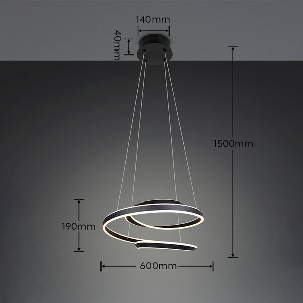 Trio Lighting LED závesné svietidlo Arlington, čierna matná, dĺžka 80 cm, kov,, Čierna, Obývacia izba / jedáleň, kov, Moderný, Závesné svietidlo