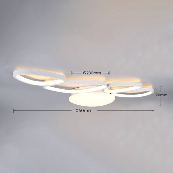 Trio Lighting Stropné LED svetlo Amelio, biele, 102 cm, diaľkové ovládanie, Biela / opálová, Obývacia izba / jedáleň, Plast, Moderný