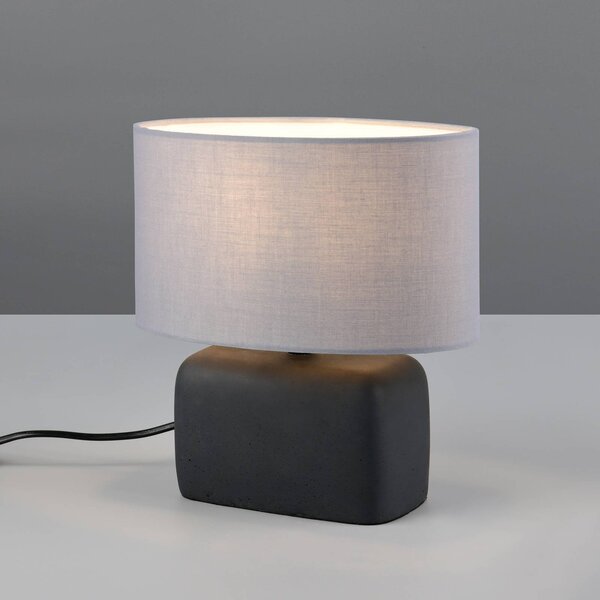 Trio Lighting Stolová lampa Livare, výška 24 cm, sivá/čierna, betón/látka, Čierna, Obývacia izba / jedáleň, Betón, Stojacie svietidlo