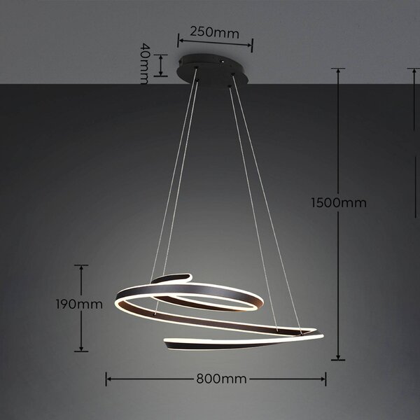 Trio Lighting LED závesné svietidlo Arlington, čierna matná, dĺžka 80 cm, kov,, Čierna, Obývacia izba / jedáleň, kov, Moderný, Závesné svietidlo