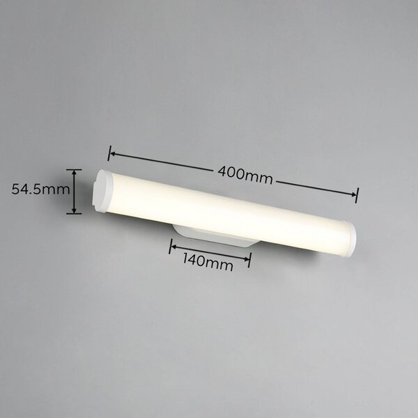 Trio Lighting LED nástenné svetlo Ernesto, matná biela, šírka 40 cm, 4 000 K, IP44, Biela / opálová, Kúpeľňa, kov, Moderný