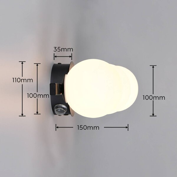 Trio Lighting Nástenné svetlo Alfio, 50 cm, čierna, kov/sklo, IP44, 3-pl., Čierna, Kúpeľňa, kov, Moderný