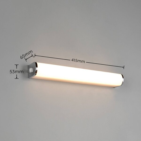 Trio Lighting LED nástenné svetlo Giacomo, šírka 41 cm, chróm, kov, IP44, Chrómová / strieborná, Kúpeľňa, kov, Moderný