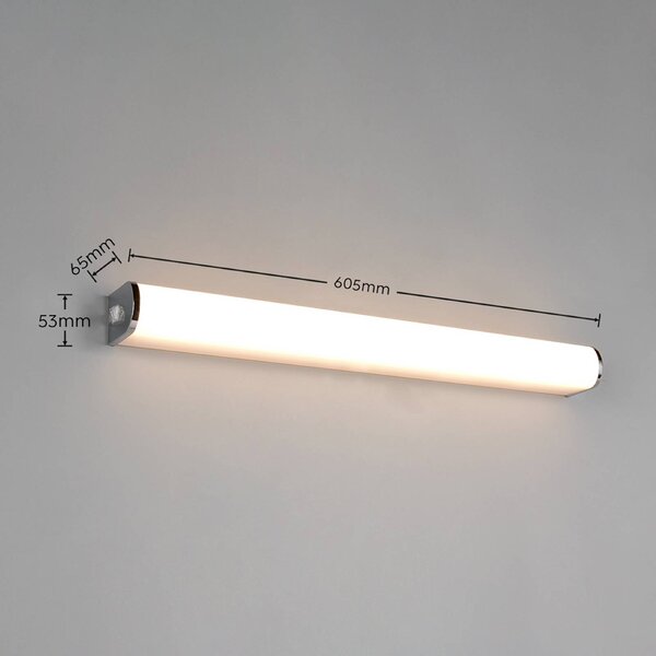 Trio Lighting LED nástenné svetlo Giacomo, šírka 60 cm, chróm, kov, IP44, Chrómová / strieborná, Kúpeľňa, kov, Moderný