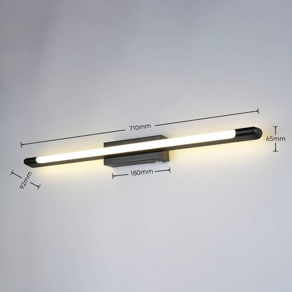 Trio Lighting LED nástenné svetlo Alberto, čierna, šírka 71 cm, IP44, Čierna, Kúpeľňa, kov, Moderný