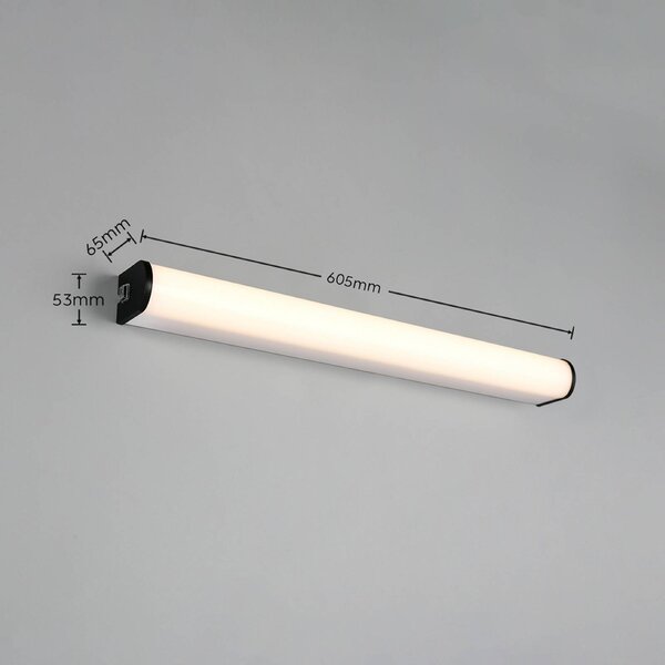 Trio Lighting LED nástenné svetlo Giacomo, šírka 60 cm, čierna, kov, IP44, Čierna, Kúpeľňa, kov, Moderný