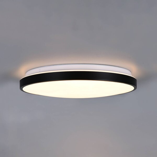Trio Lighting Stropné LED svetlo Fena, matná čierna, Ø 38 cm, kov, IP44, Čierna, Kúpeľňa, kov, Moderný, Závesné svietidlo